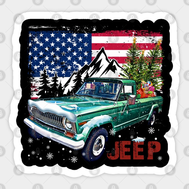 Jeep Gladiator J series American Flag JEEP Sticker by ElenaBerryDesigns